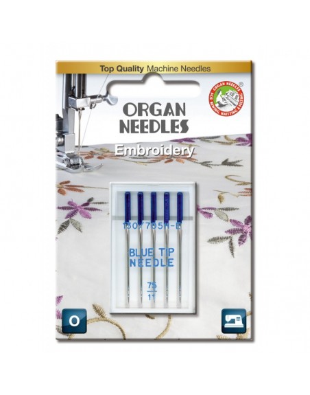 Paquet de 5 aiguilles 75 BRODERIE POINTE BLEU ORGAN