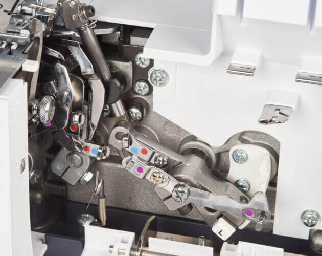 enfilage intuitif avec schémas colorés surjeteuse bernette b48