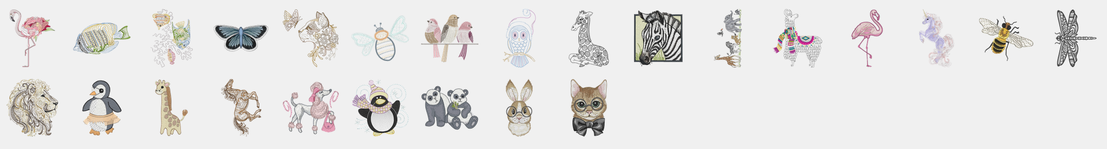 Les motifs animaux de la machine à coudre et à broder Bernina B790 pro