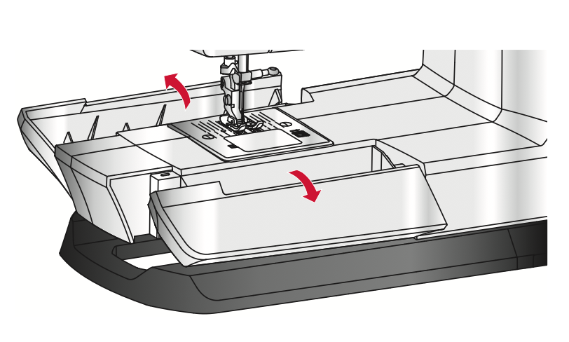Coffret d'accessoire intégré dans la machine à coudre onyx 15 husqvarna-viking